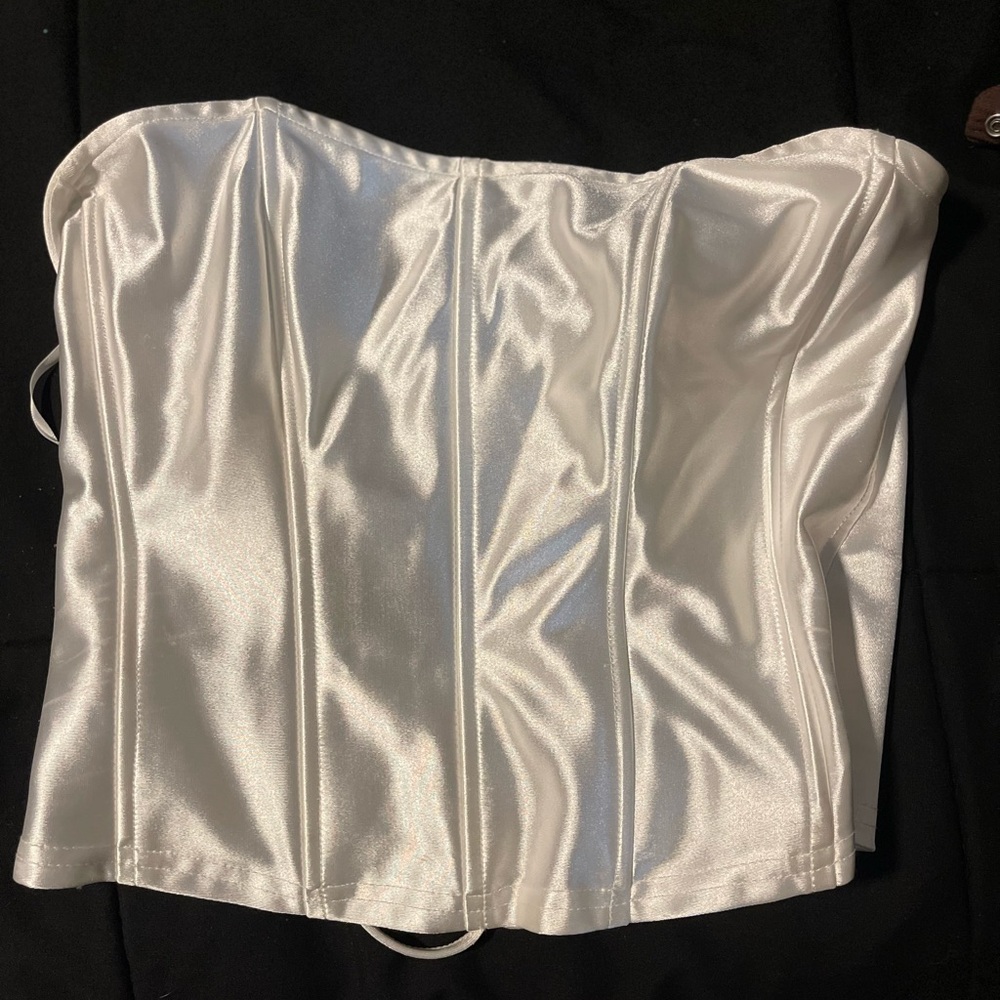 Elegant White Satin Corset Top